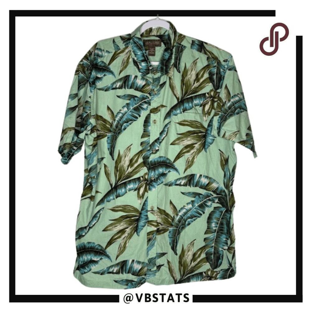 Cooke Street Men's Hawaiian Island Floral Button Down Shirt‎ Green Size XL